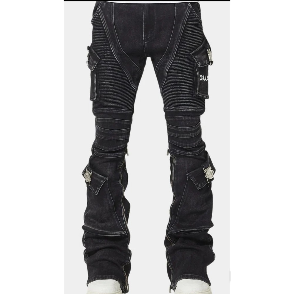 GUAPI Premium Moto Cargo Jeans Black Size 30‎ New With Tags